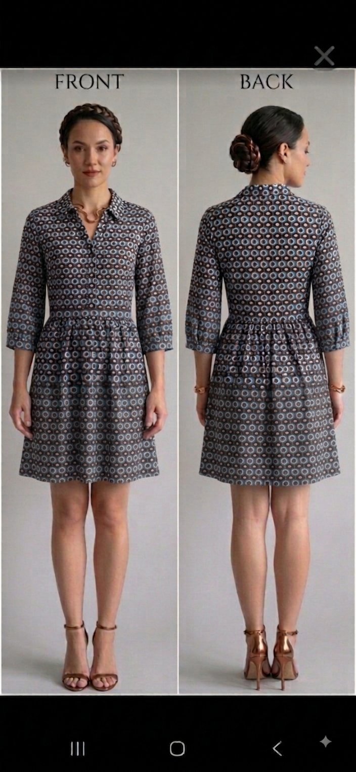 Robe chemise avec manches 3/4