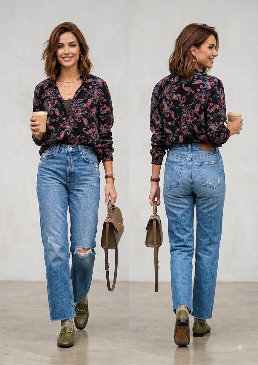 Chemise fluide à imprimé floral 