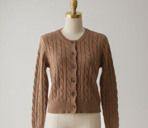 Cardigan en Maille Torsadée Marron Caramel