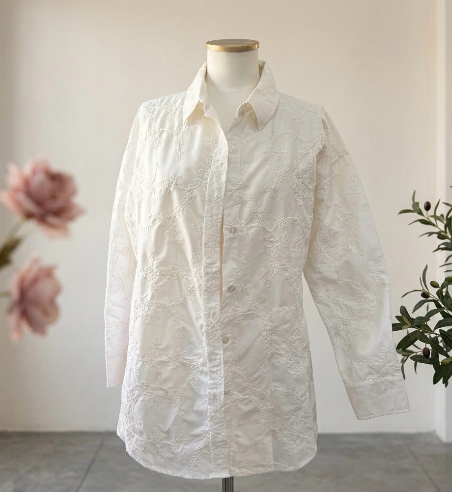 Chemise texturée blanche