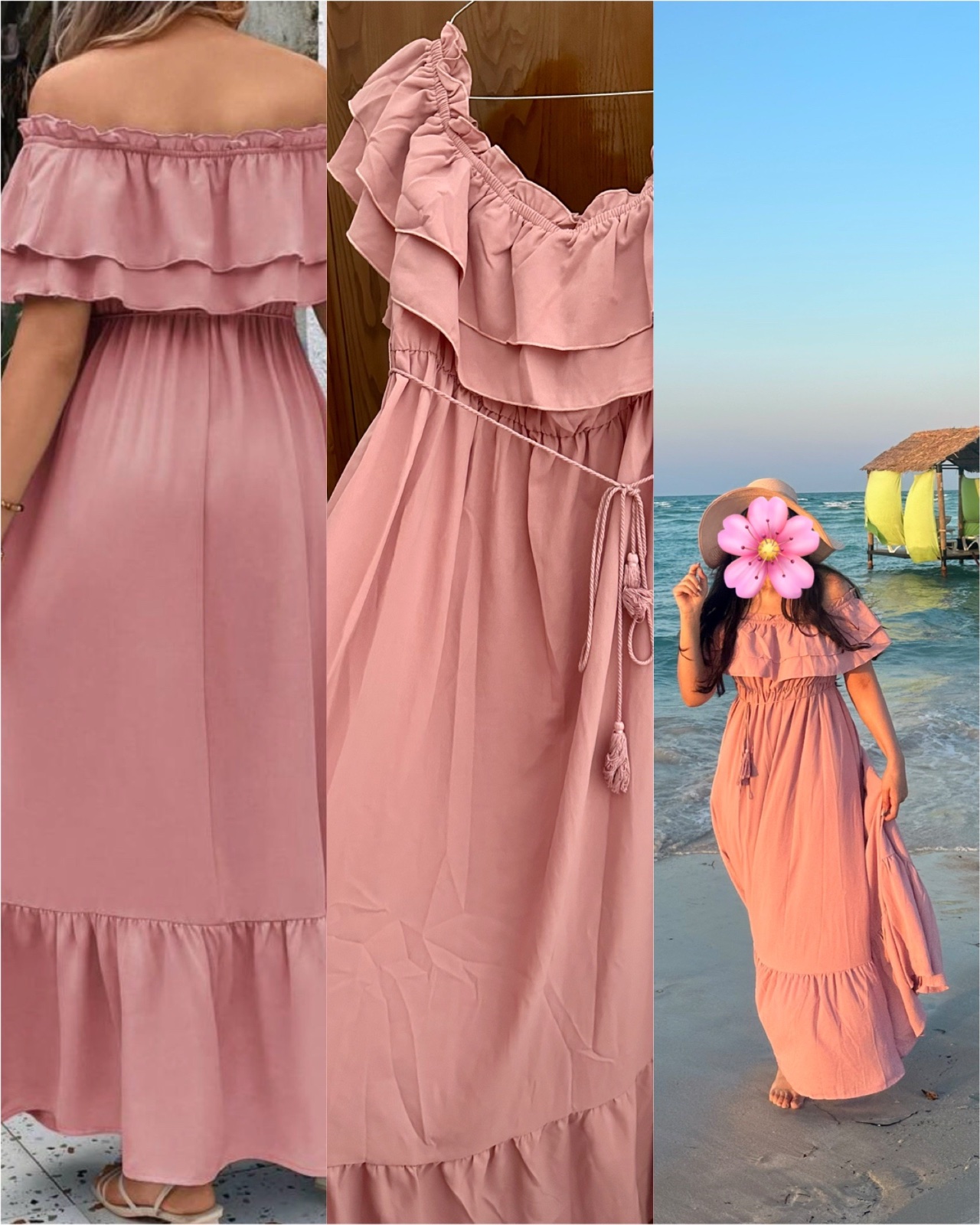 Robe rose avec volants