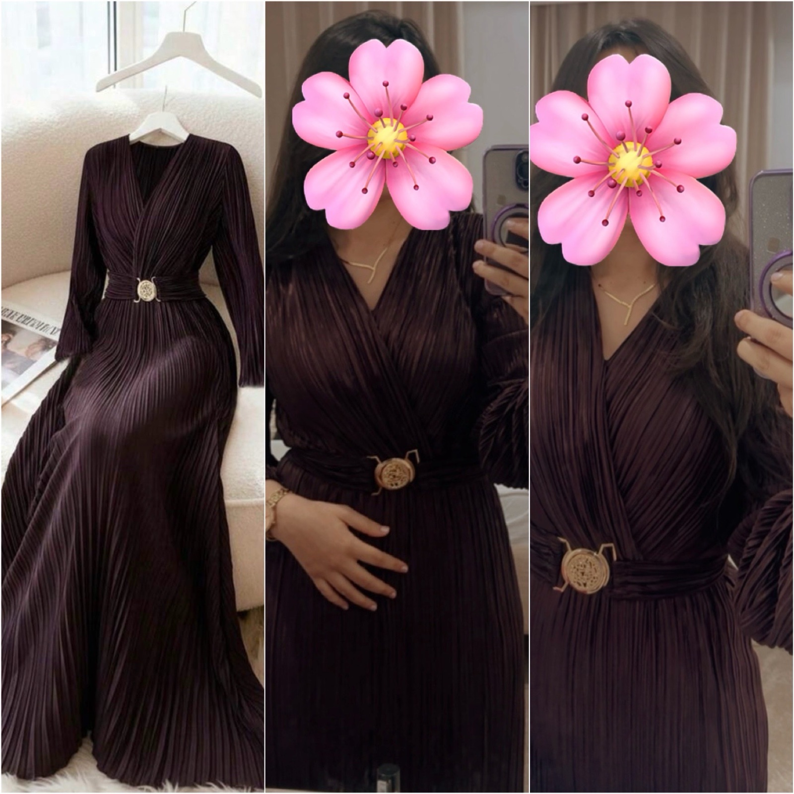 Robe longue en bordeaux foncé 