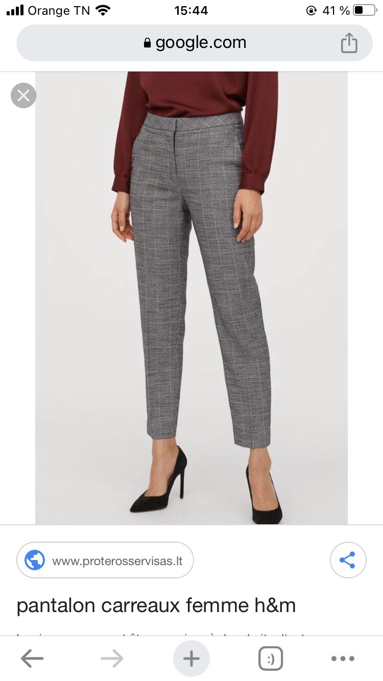Pantalon gris en carreaux