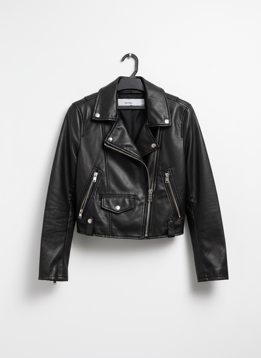 Blouson/veste biker BERSHKA similicuir noire