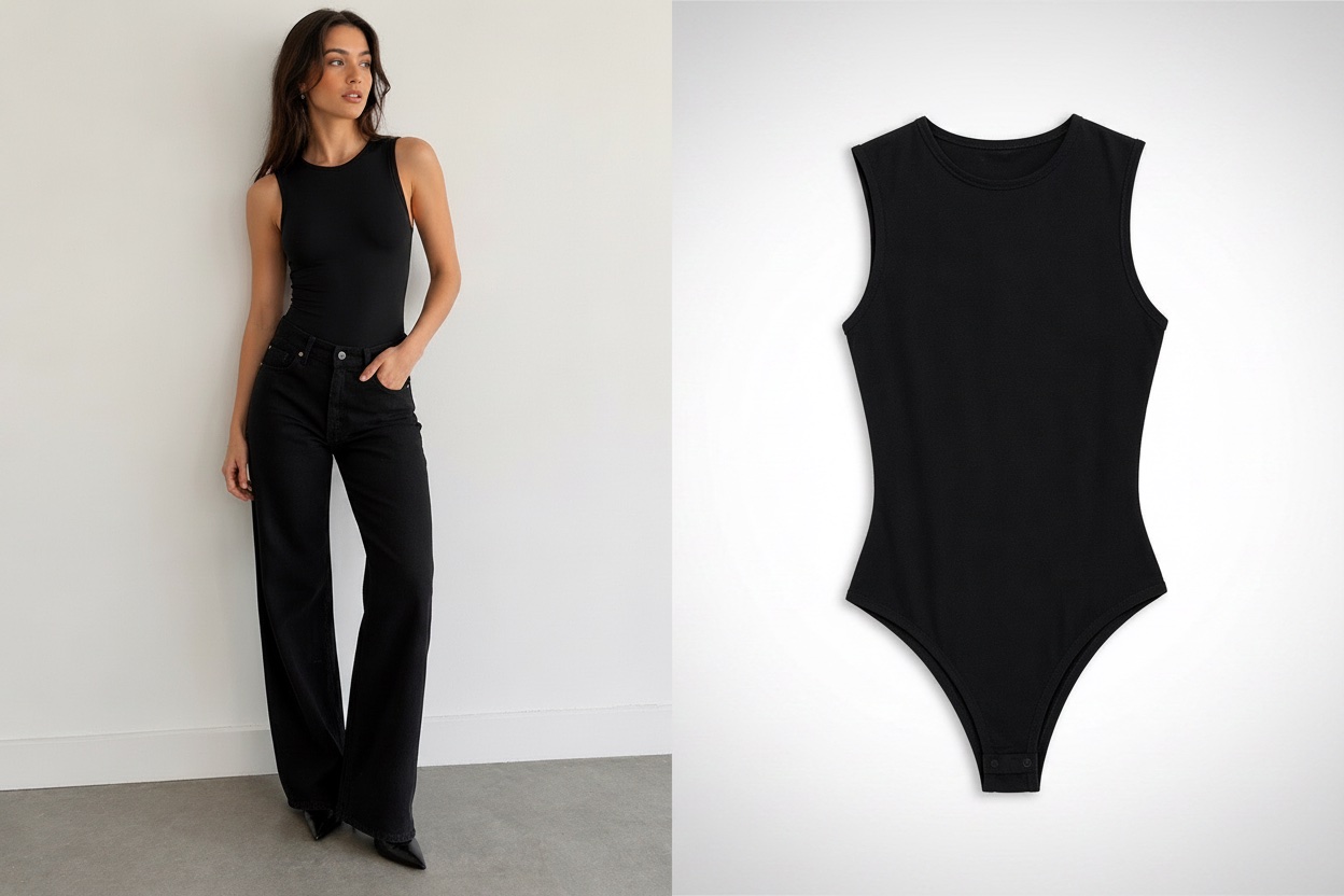 Body noir sans manches PrettyLittleThing