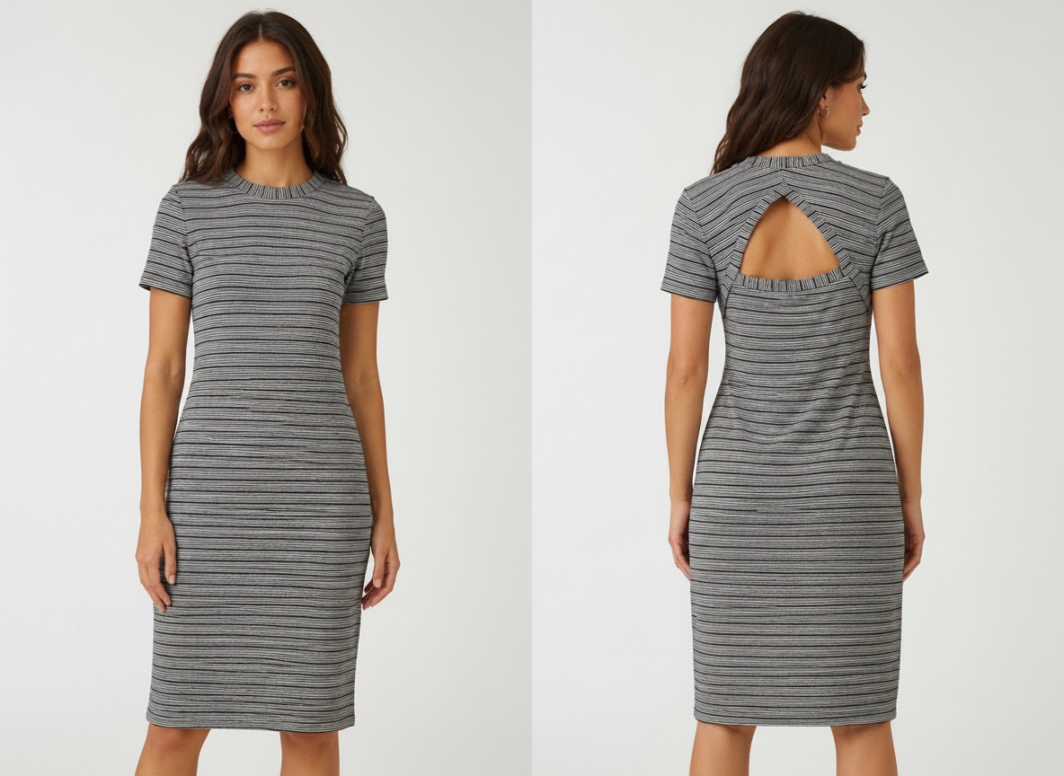 Robe grise rayée dos ouvert – Taille M