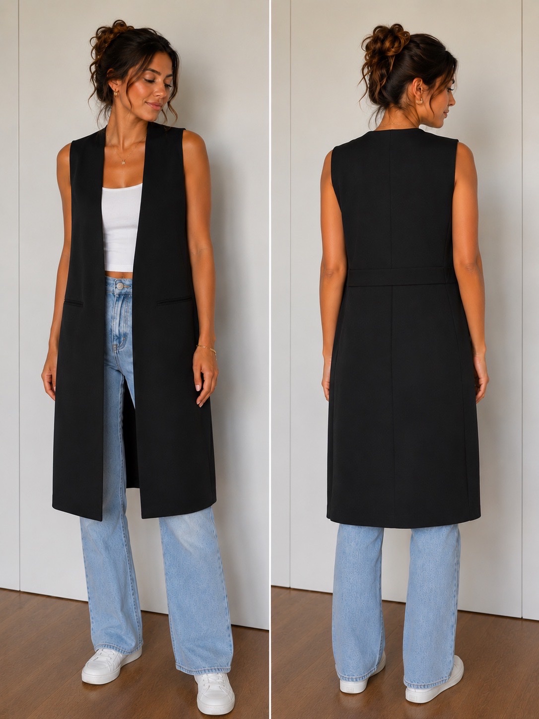 Blazer long sans manches LC Waikiki – Noir