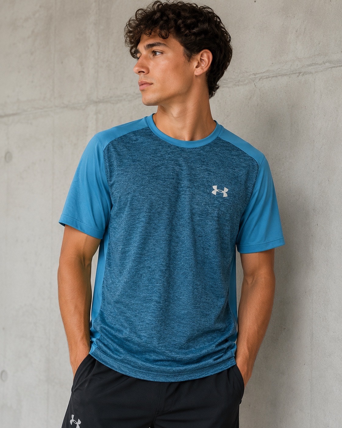 Under Armour Tech Tee bleu chiné – Taille L