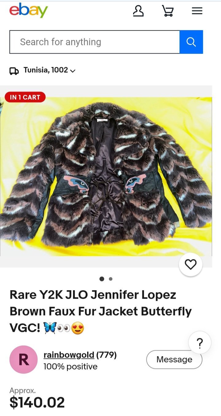Vintage JLO Y2K Butterfly Faux Fur Jacket – Brown & Black 🦋