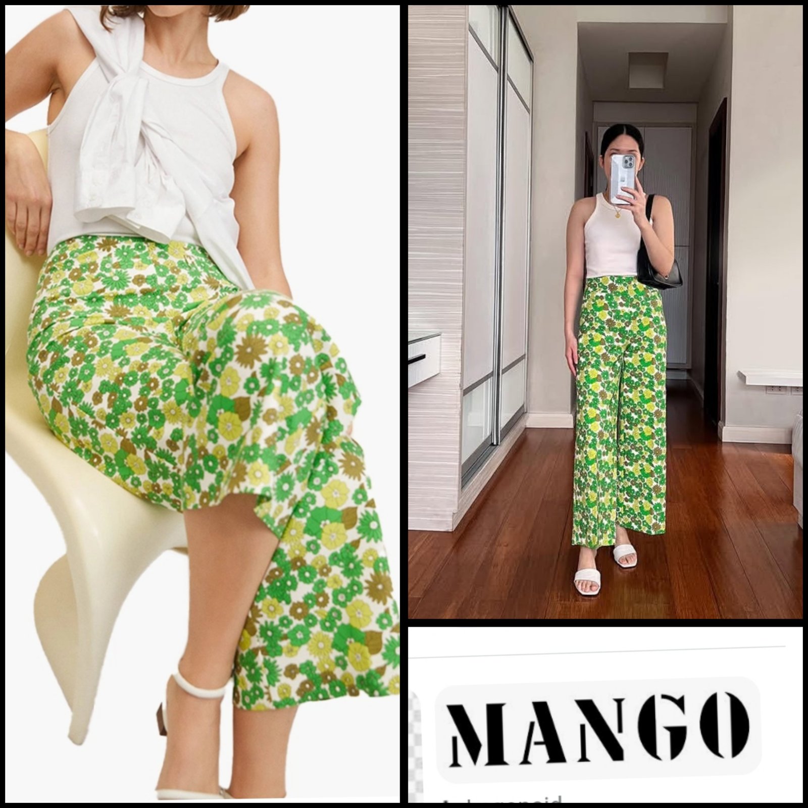 Pantalon large mango coton 