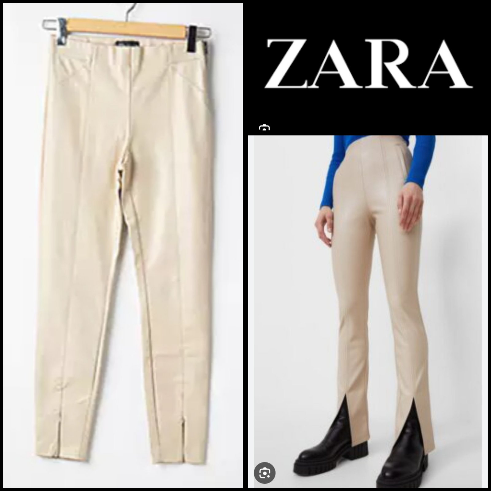 Pantalon zara en semilicuir 