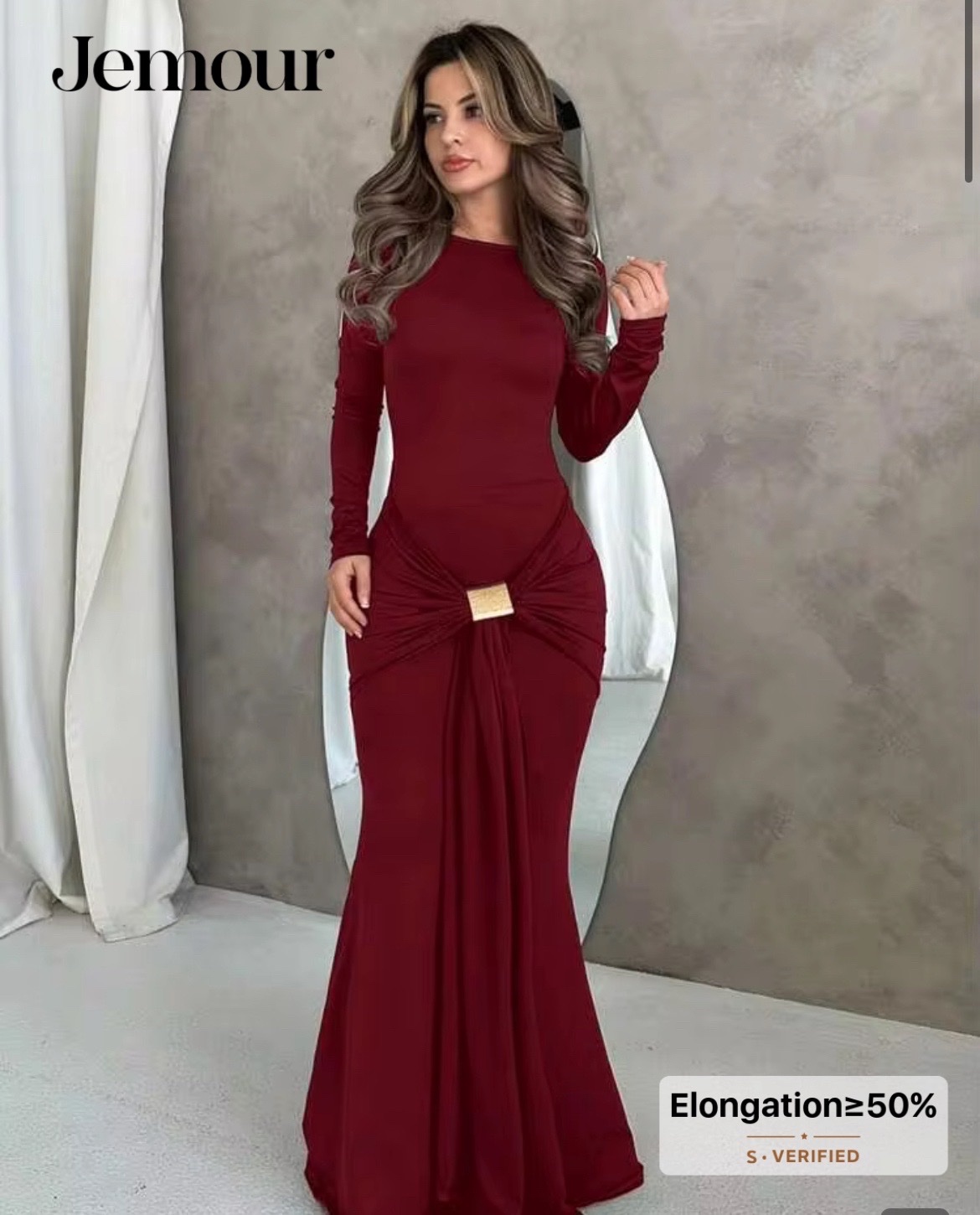Robe longue bordeaux élégante 