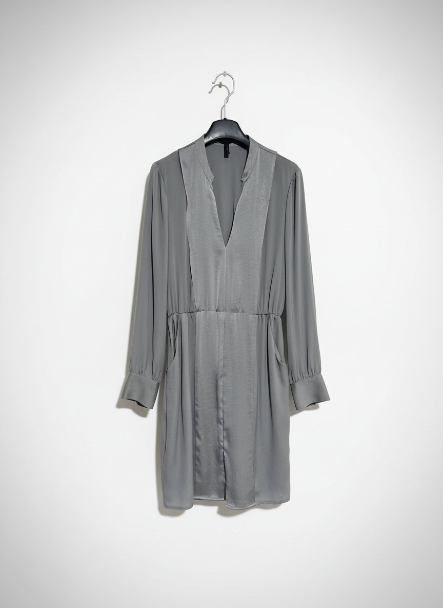 Tres belle et chic robe bcbgmaxaria fluide grise taille m manche longue 