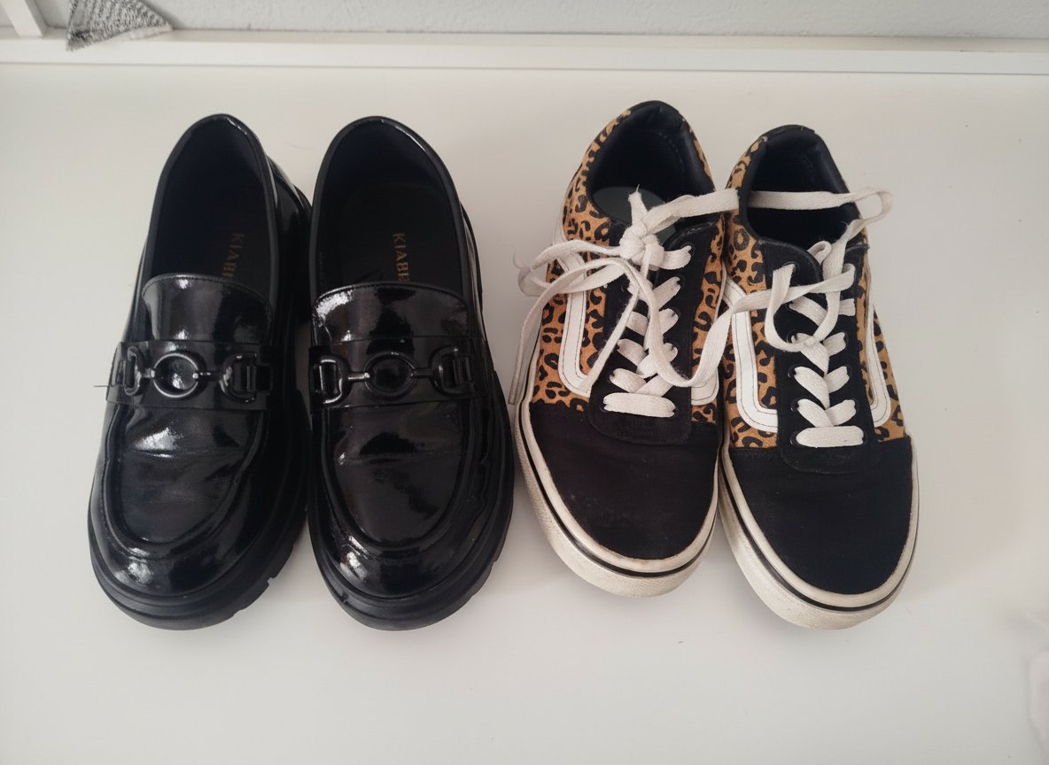 Lot de chaussures kiabi pointure 31 vernis noires et une de paire de vans léopard pointure 32.5 