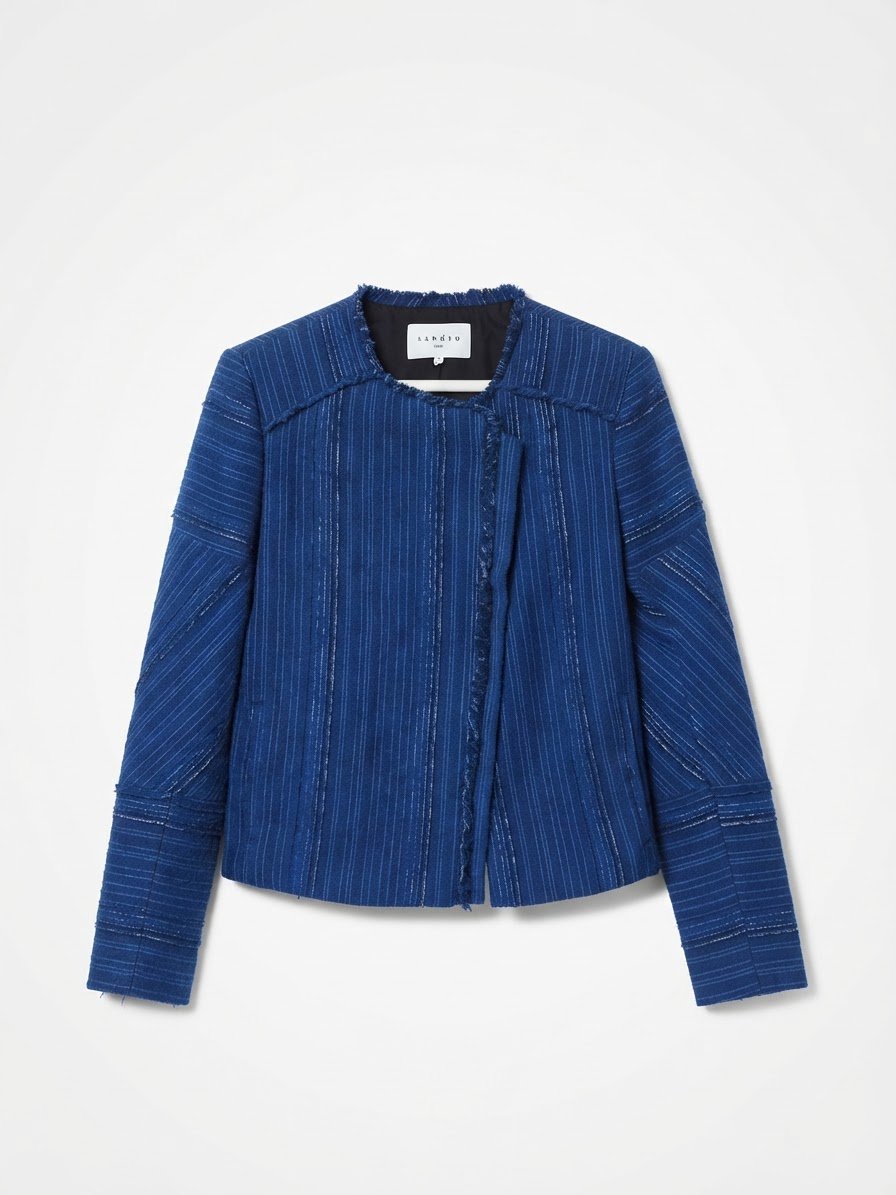 Très belle veste bleu marine SANDRO presque neuve taille 40 cintré avec zip