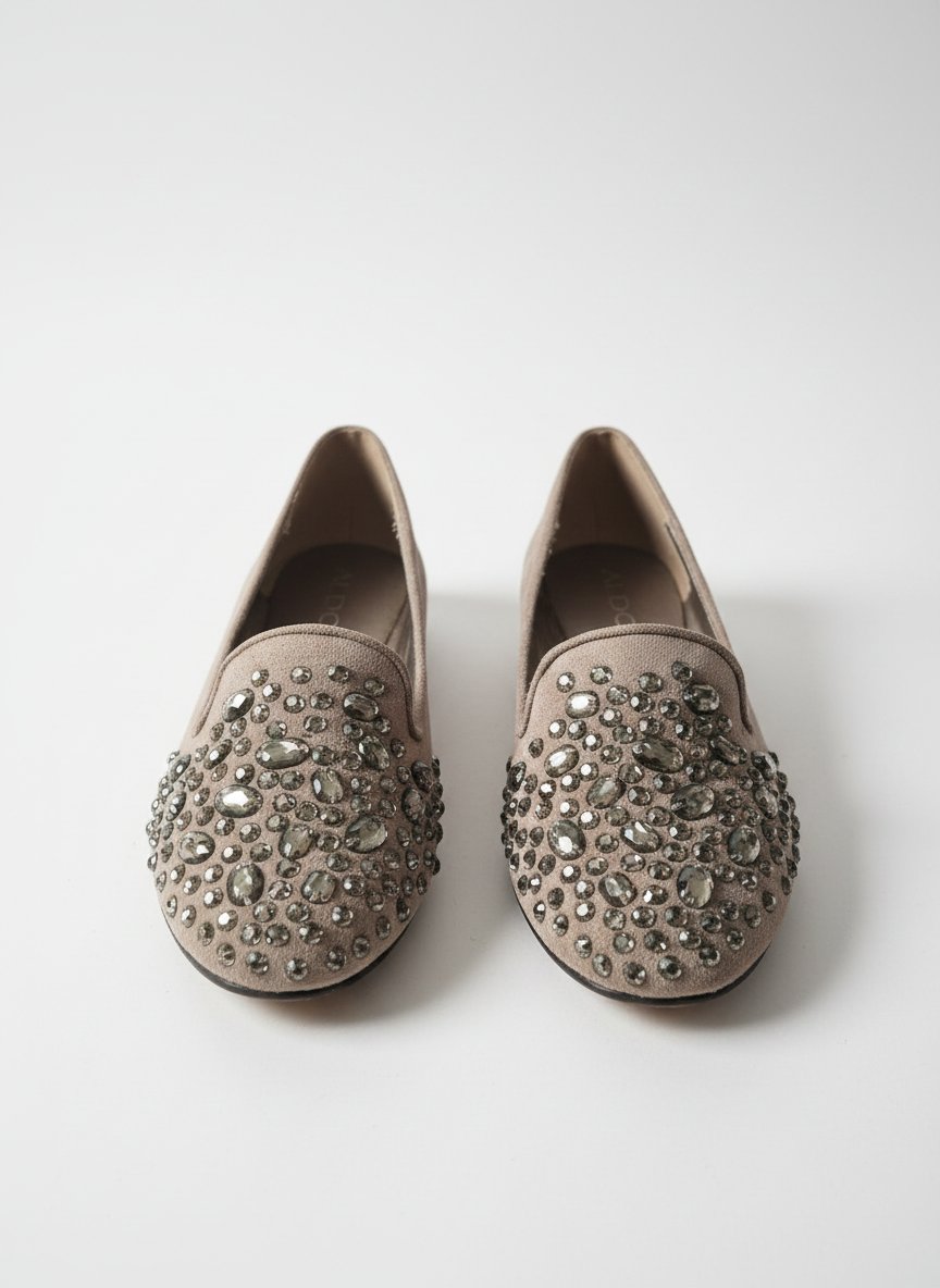 Mocassins Aldo daim greige avec strass 38 jamais porté 