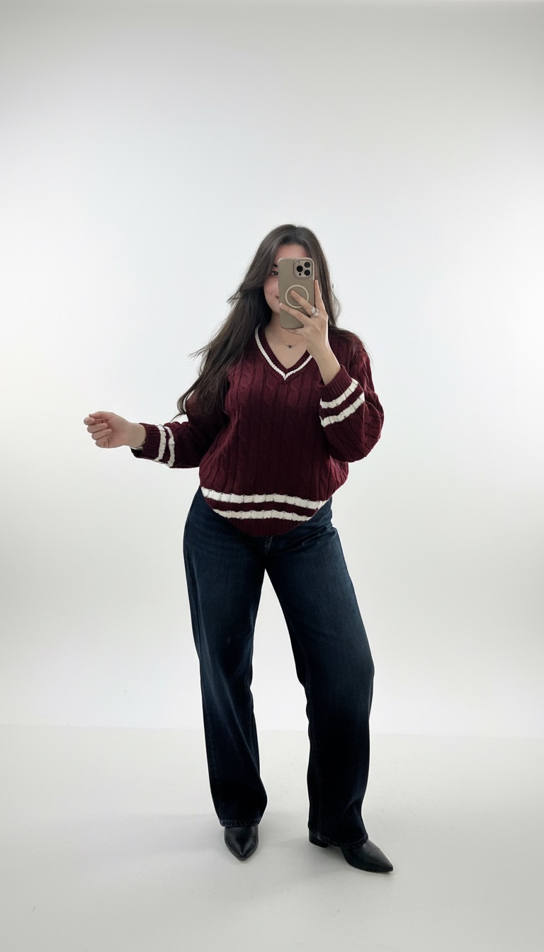 Pull rouge bordeaux oversized