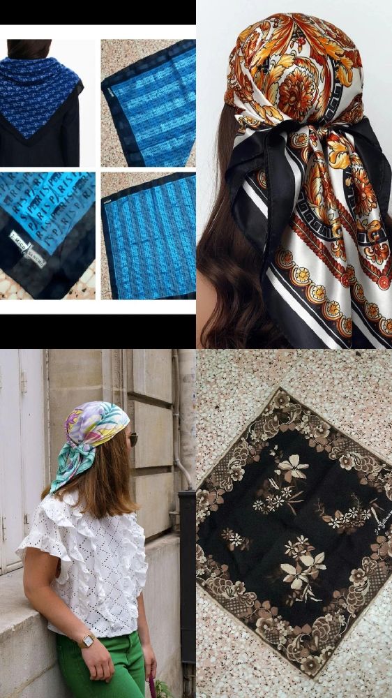2 foulards (marron/ bleu ) 