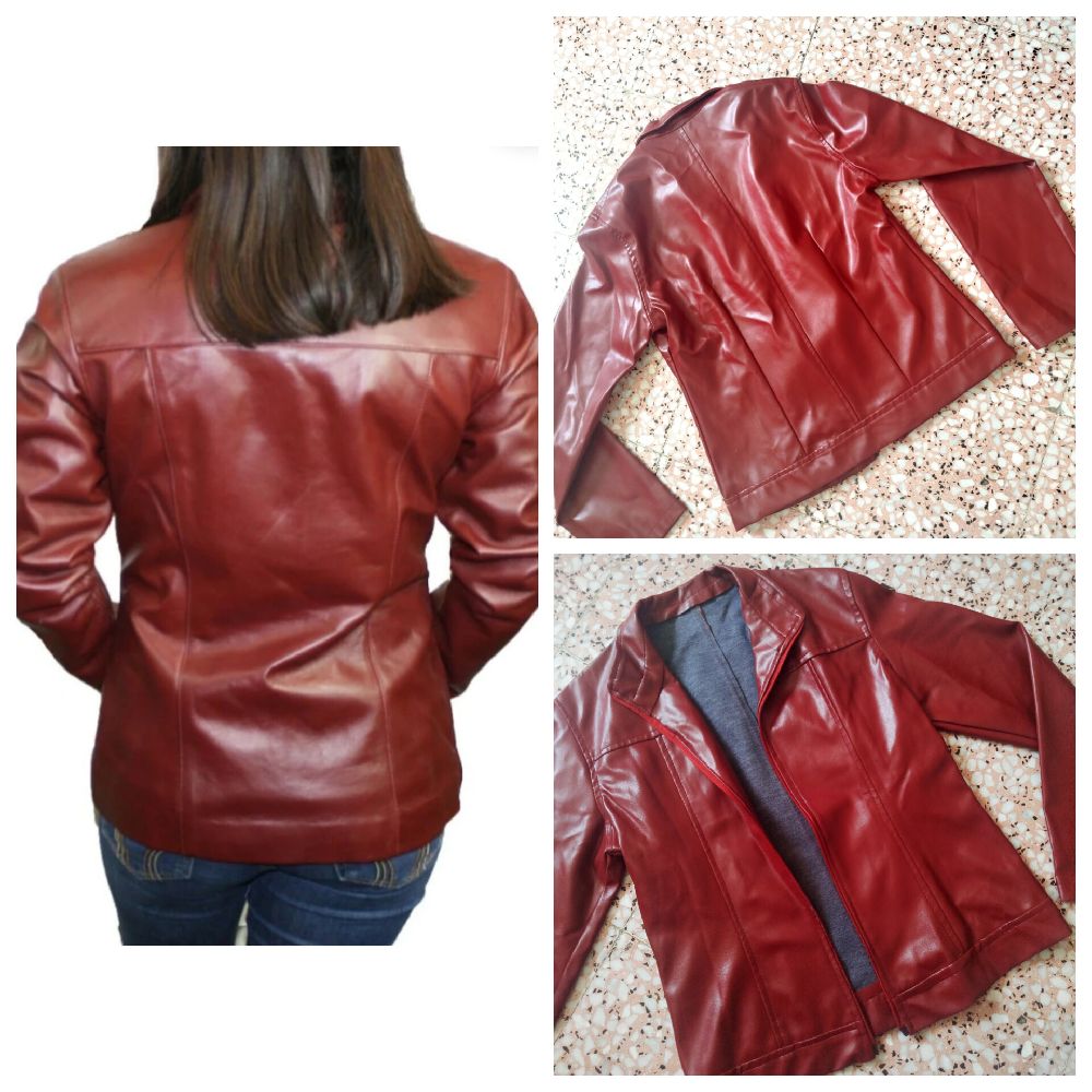 Veste cuir bordeaux 