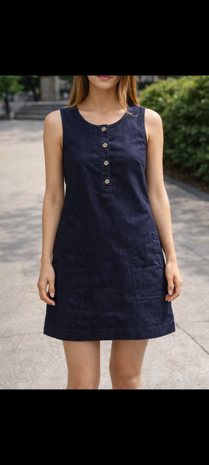 Robe jean bleu marine sans manche👗