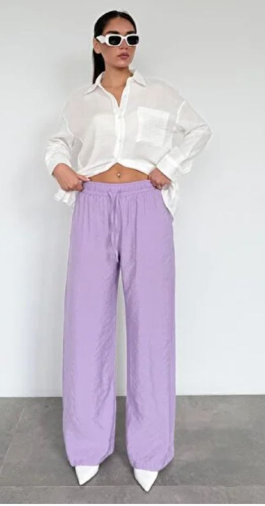 Pantalon large violet 