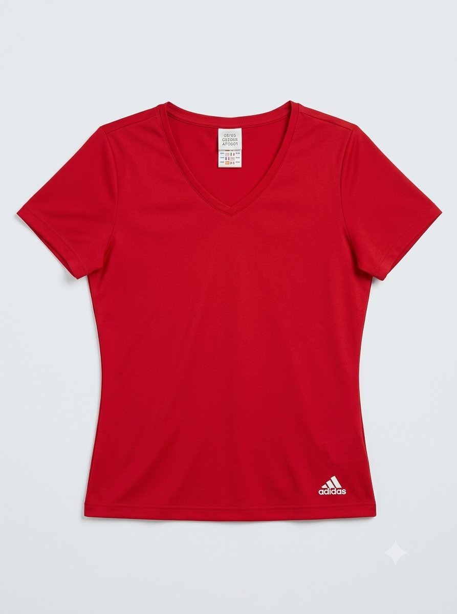 T-shirt de sport Adidas rouge col V vintage 2000s