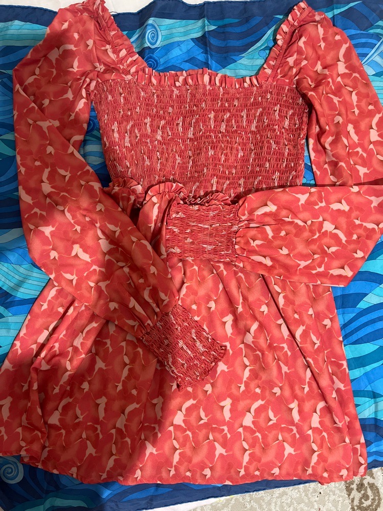 Robe orange fleuries