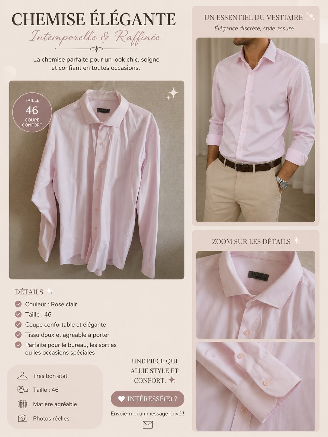 Chemise rose clair 