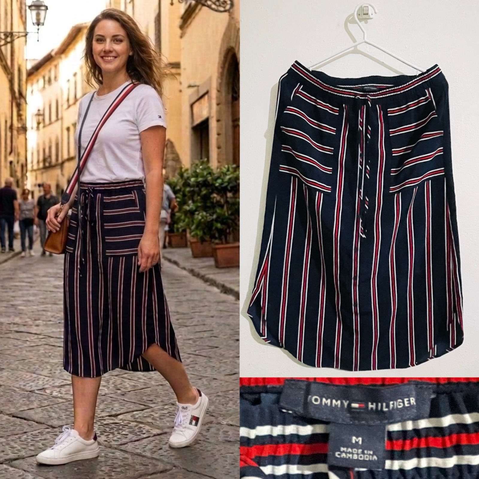 Jupe midi tommy hilfiger authentique