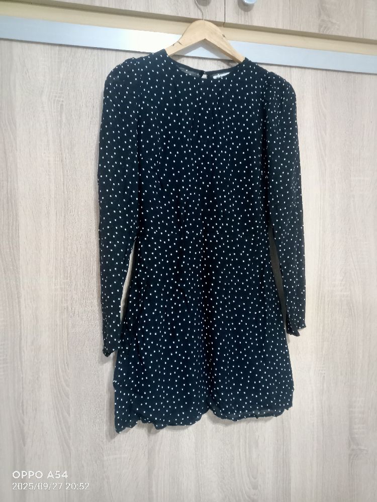 Robe chemise noir pointié