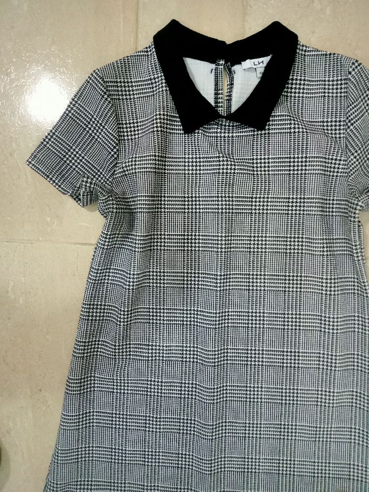 robe carreaux gris colle claudine 