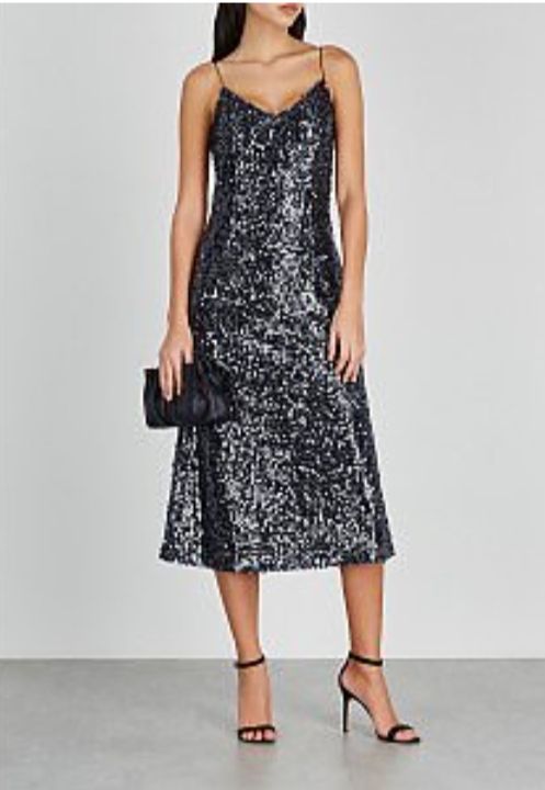 robe soirée pailleté noir gris 