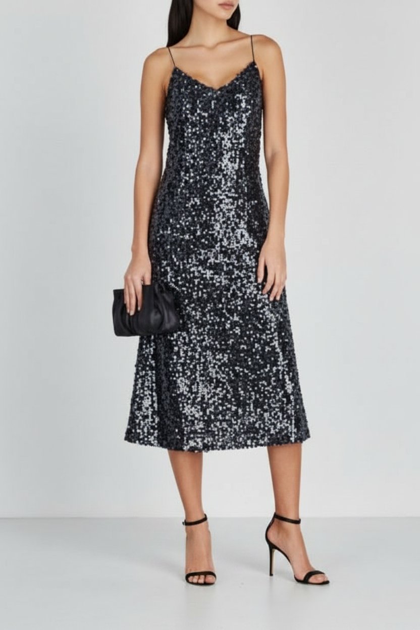 Robe soirée noir  argenté 