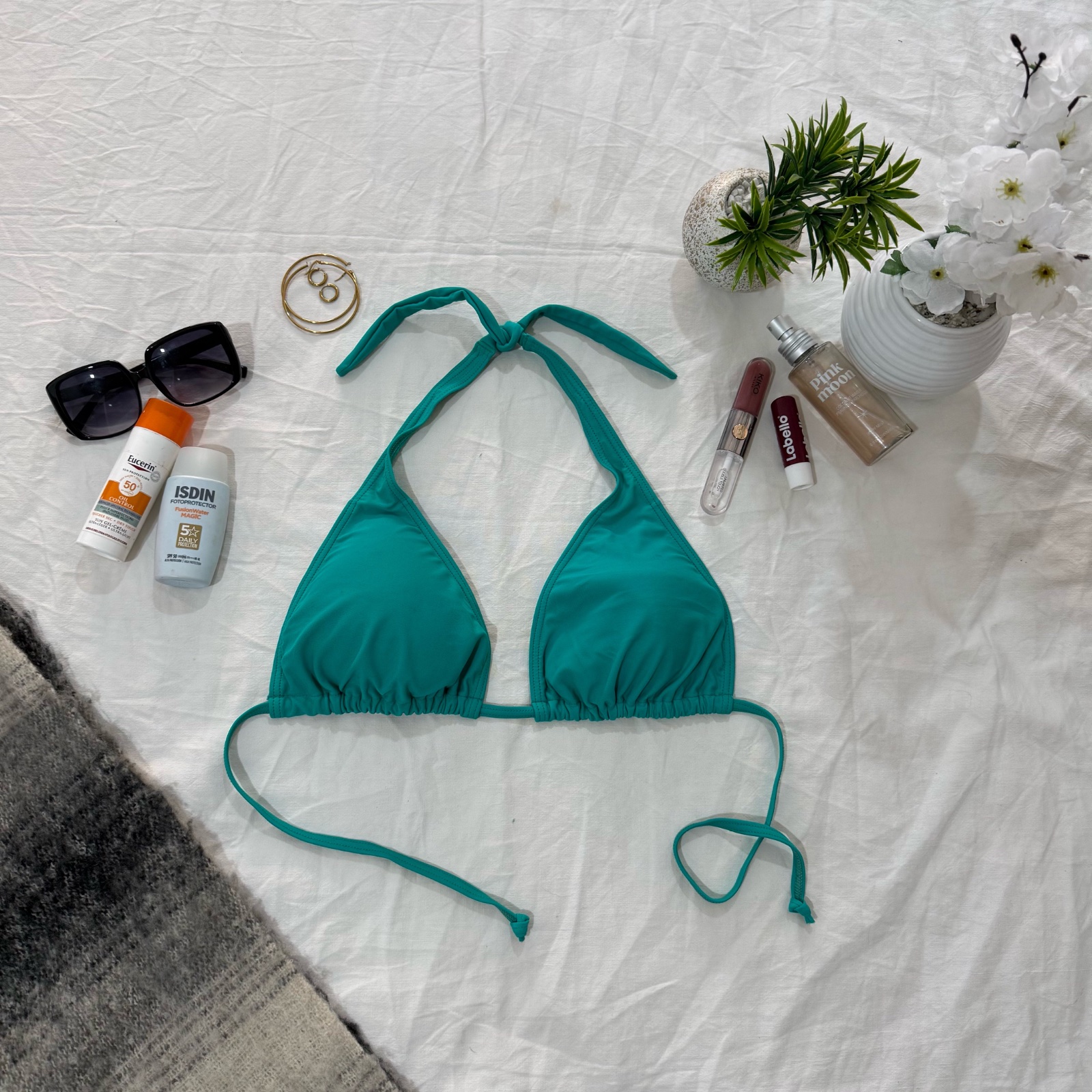 Haut de bikini triangle turquoise 