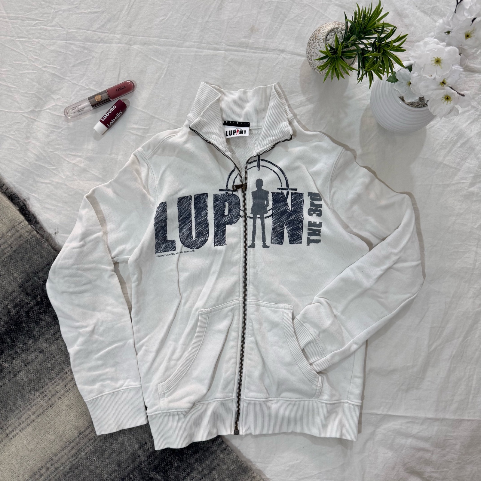 Sweat-shirt blanc zippé