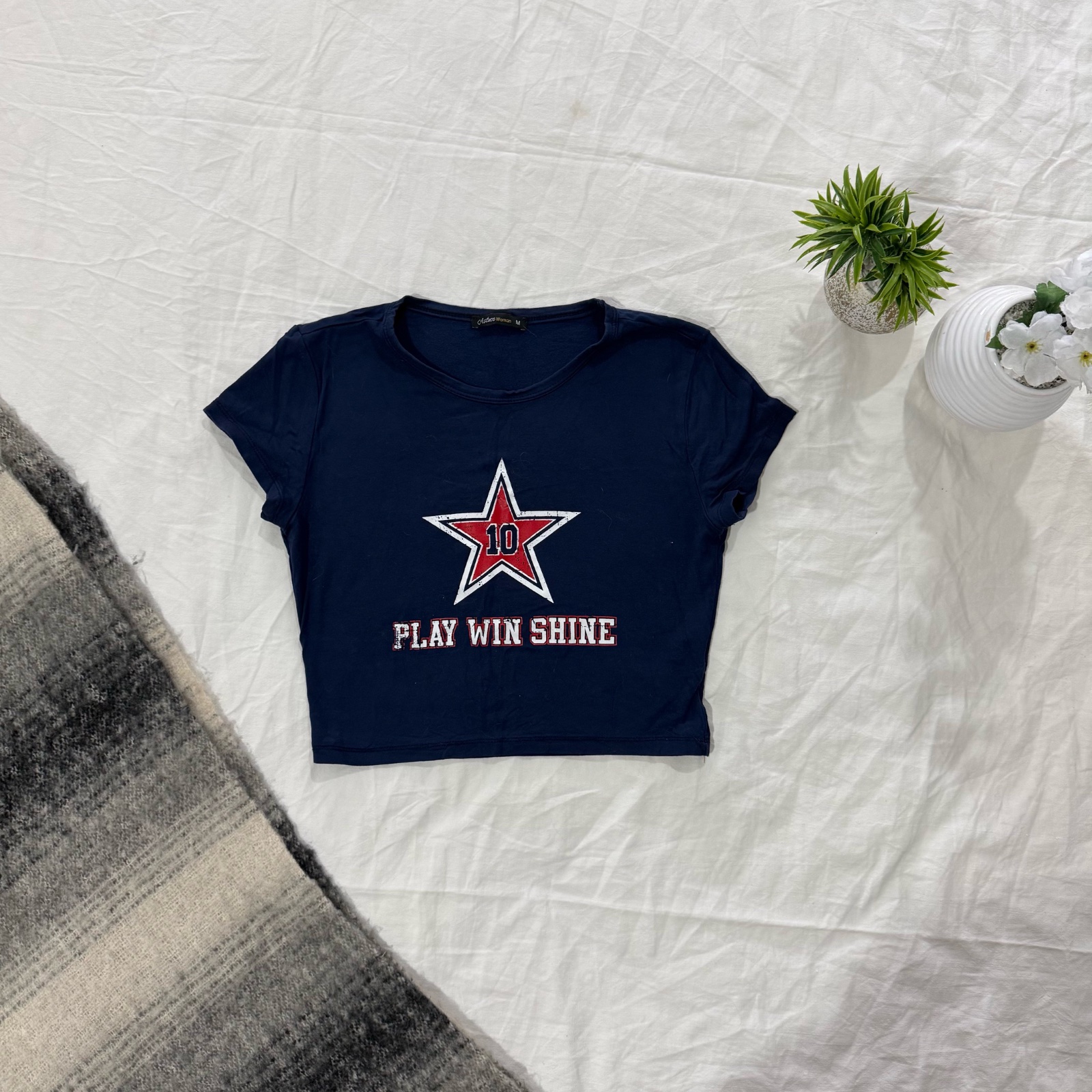 Crop top femme bleu marine