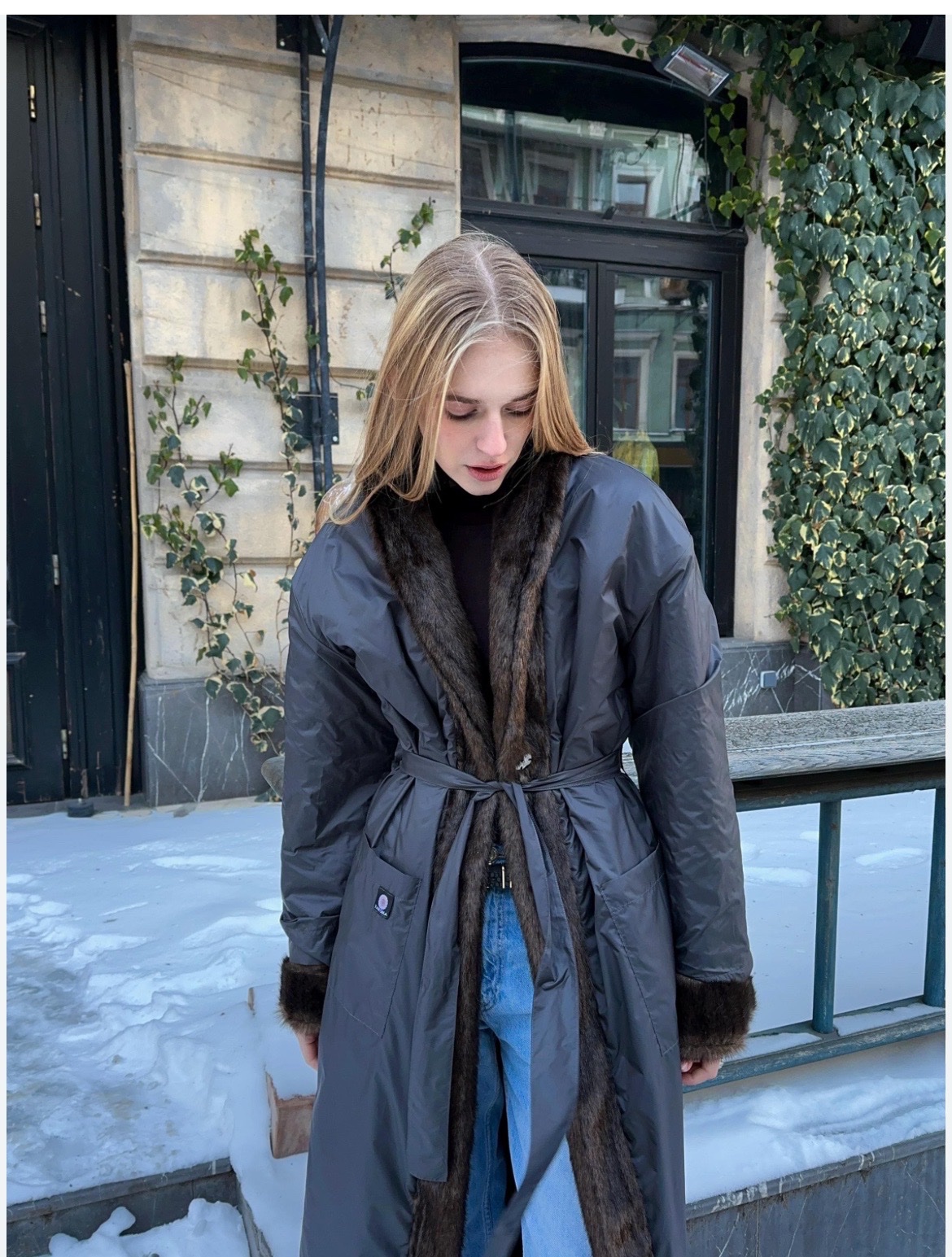 Manteau double face fourrure et  impermeable
