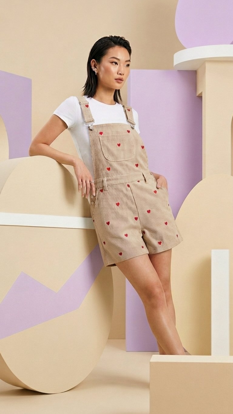 C’est une salopette short au style doux et mignon 🌸