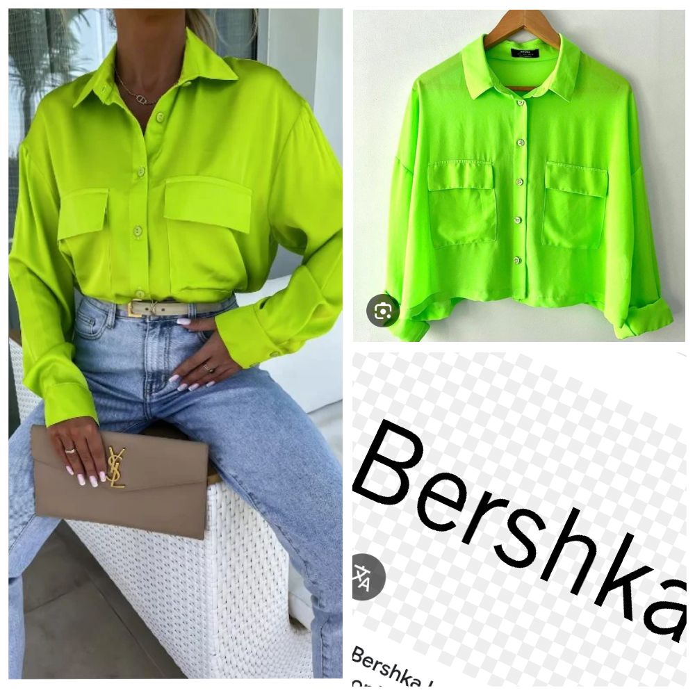 Bershka verte fluo transparente tendance 🌹🌸💮💗🌼🥀🌿🌿💐💐