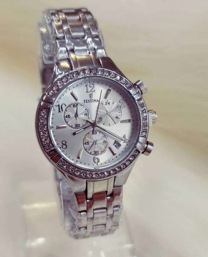 Montre festina argent femme jdida cadeau