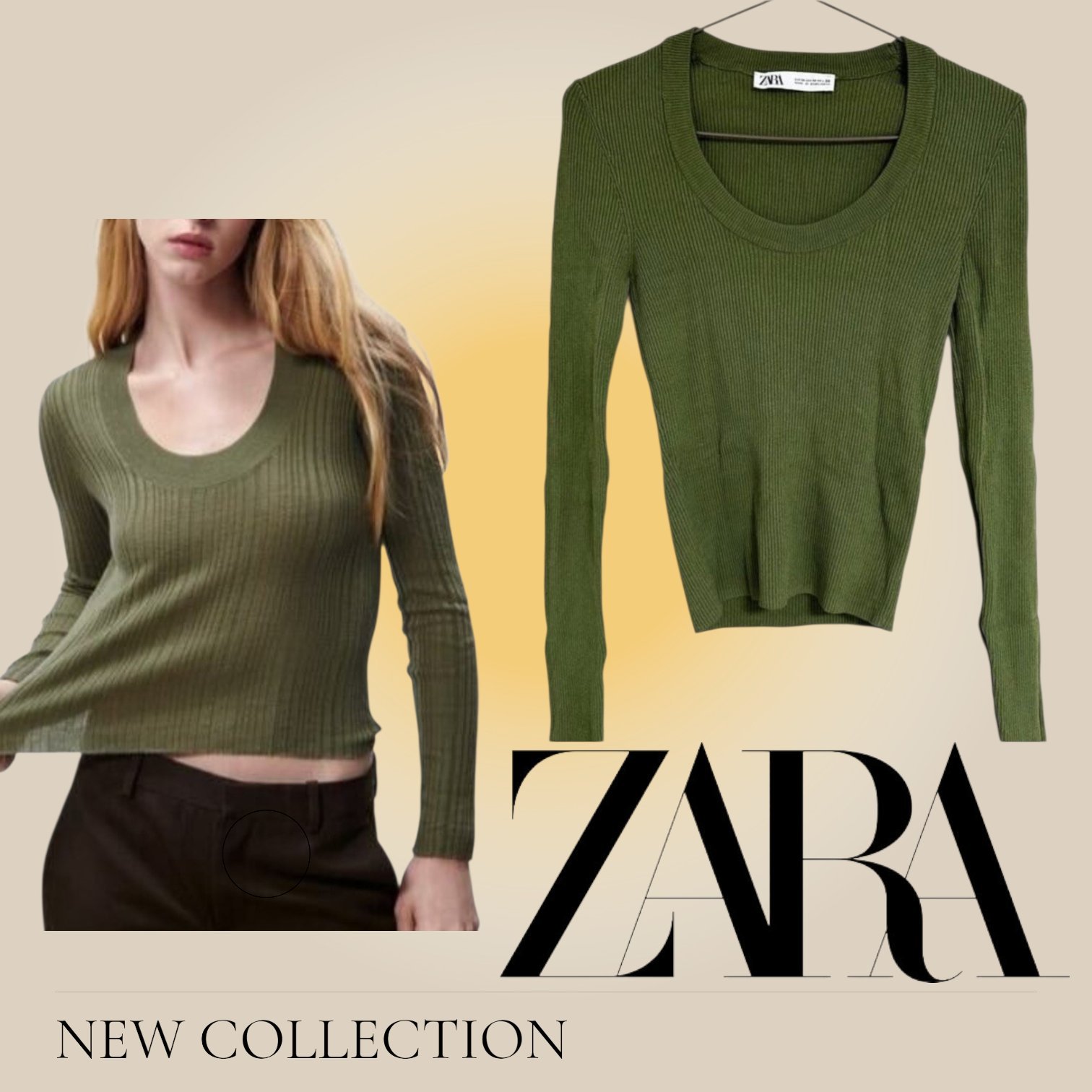 Pull zara vert olive 🫒