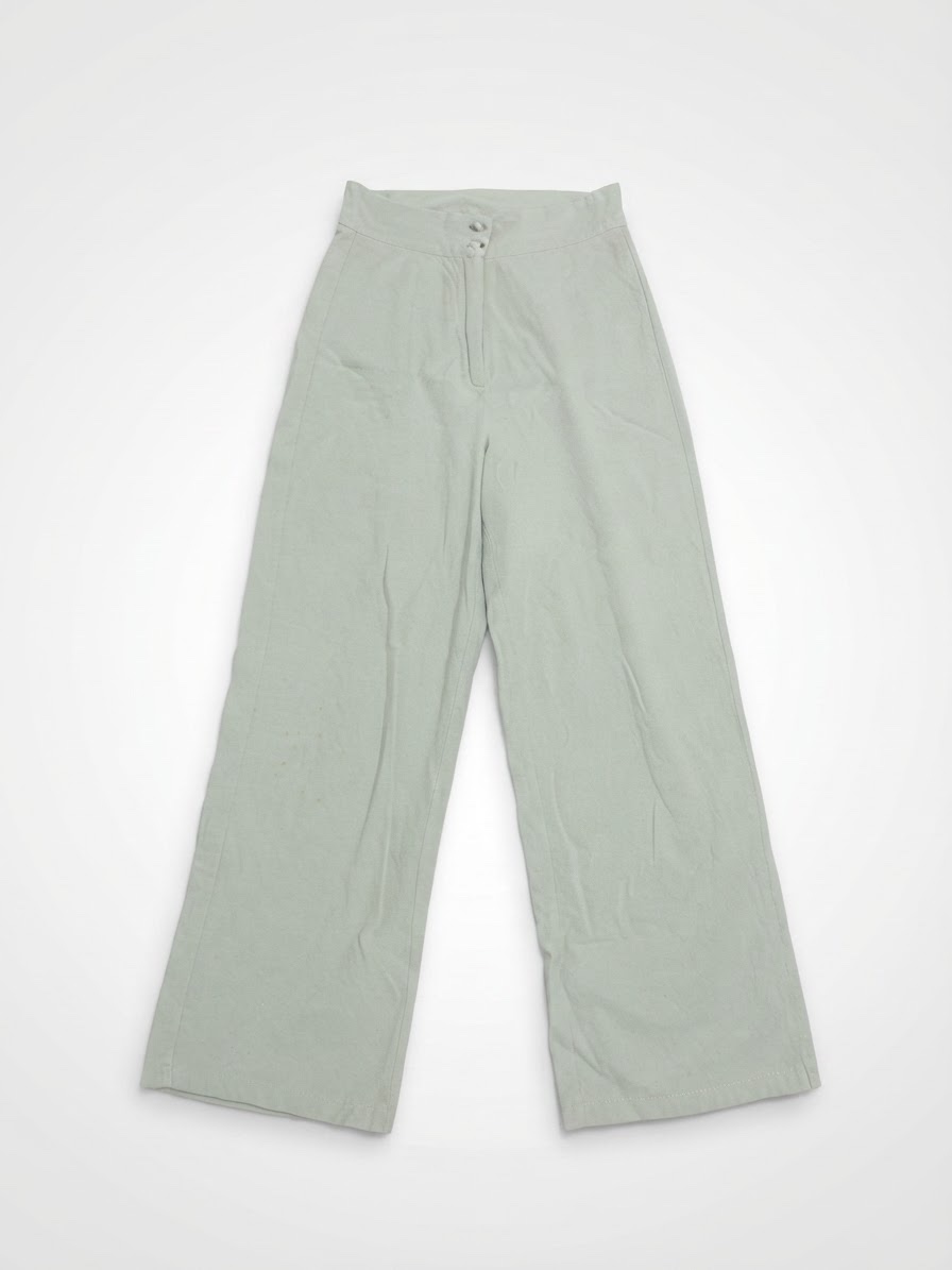 Pantalon kamraya beige taille haute .