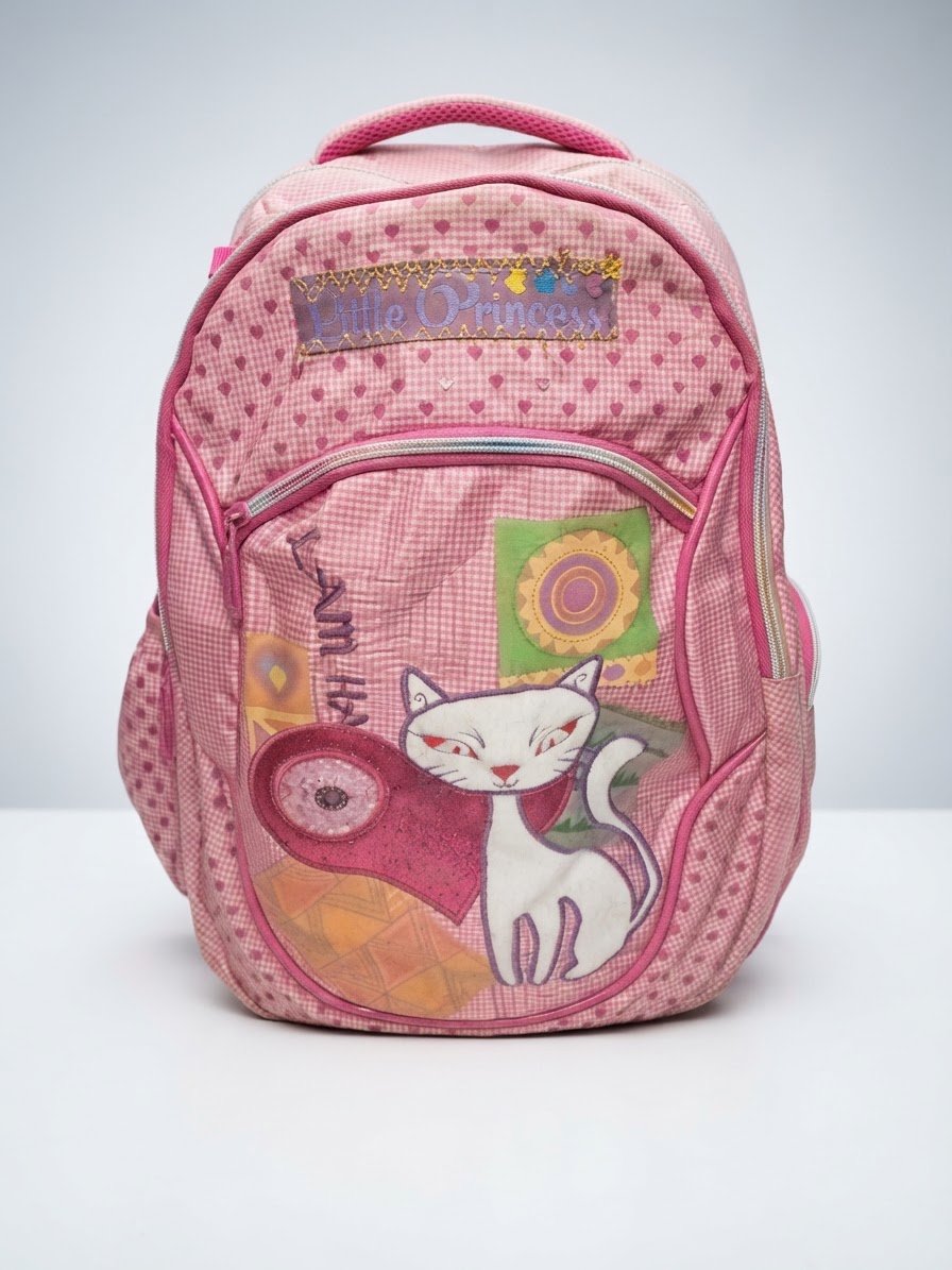 Cartable rose avec des cœurs 