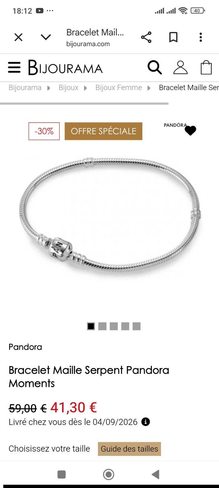 Bracelet Pandora avec charme