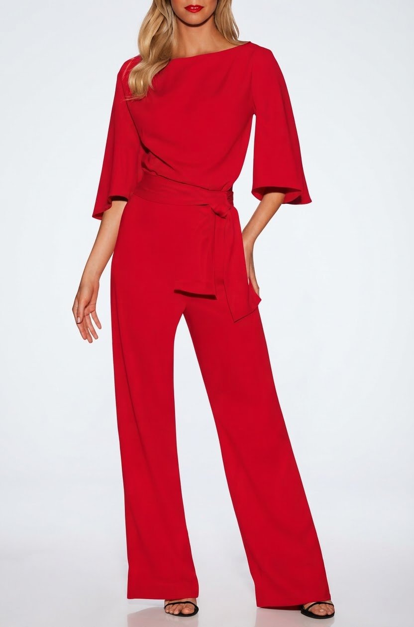 Combinaison rouge bordeaux avec ceinture 