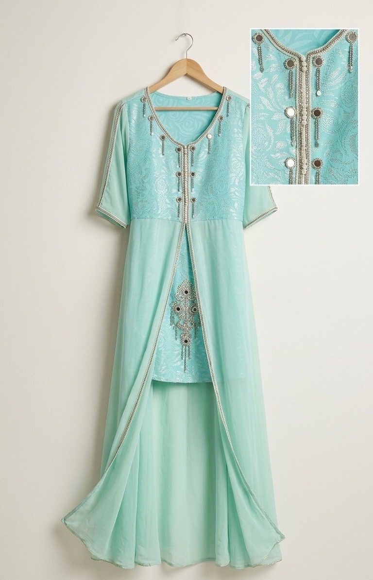 Robe Coftan vert d'eau 