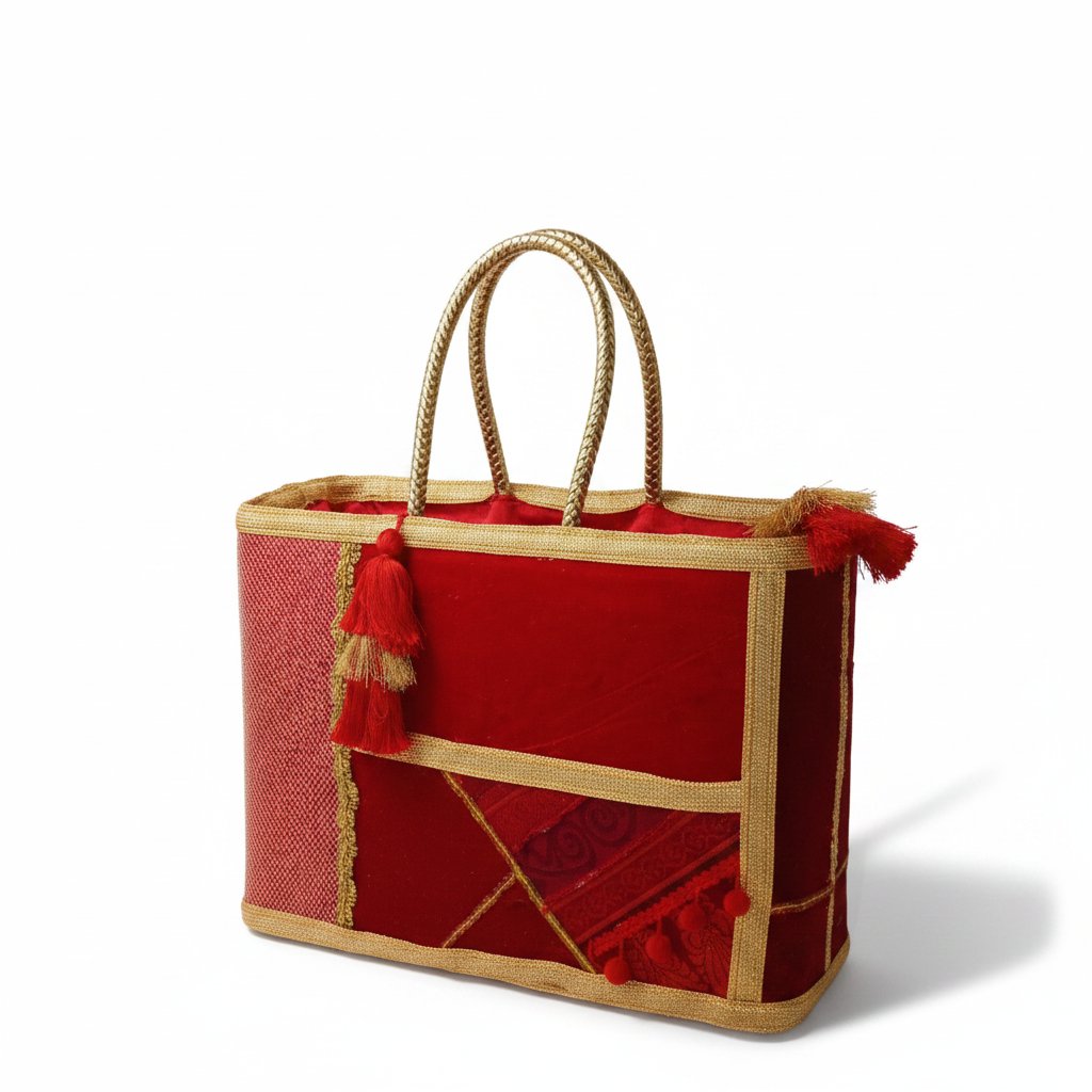 Couffin rouge avec éventail 