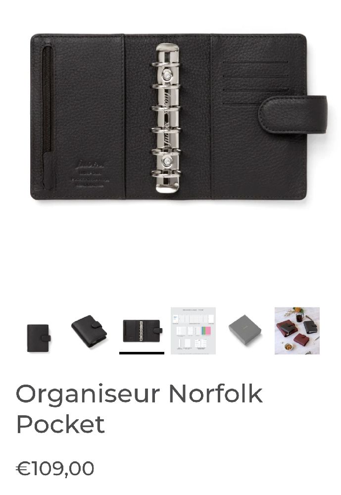 Filofax de poche en véritable cuir noir