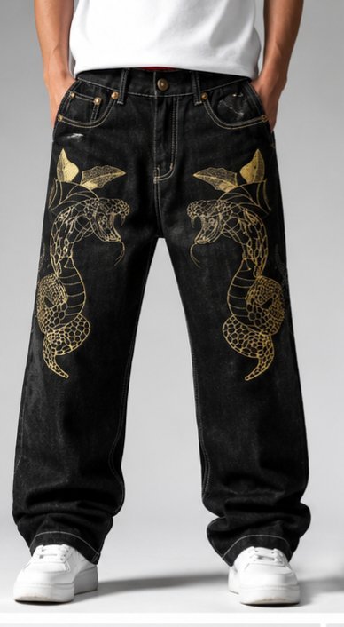 Baggy Jeans snake design