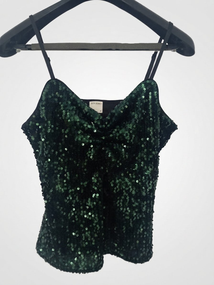 Pull soiree vert avec paillettes 